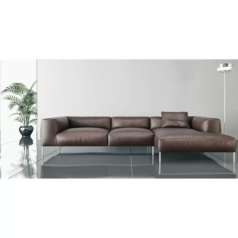 100" Wide Genuine Leather Right Hand Facing Sofa & Chaise Intended For [%matilda 100% Top Grain Leather Chaise Sectional Sofas|matilda 100% Top Grain Leather Chaise Sectional Sofas%] (View 5 of 15)