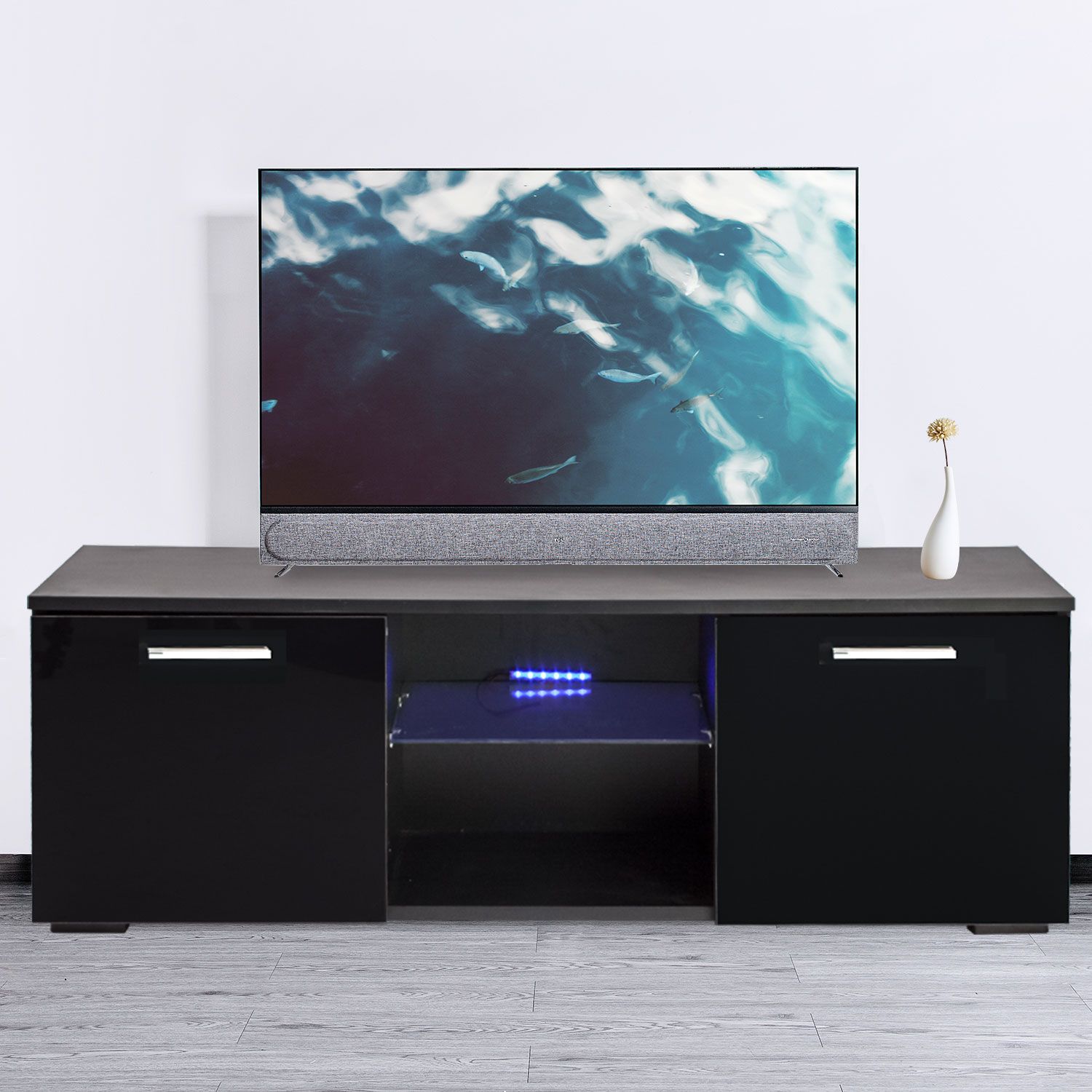 120cm Tv Cabinet Stand Unit Modern Led Light High Gloss 2 Pertaining To Ktaxon Modern High Gloss Tv Stands With Led Drawer And Shelves (View 11 of 15)