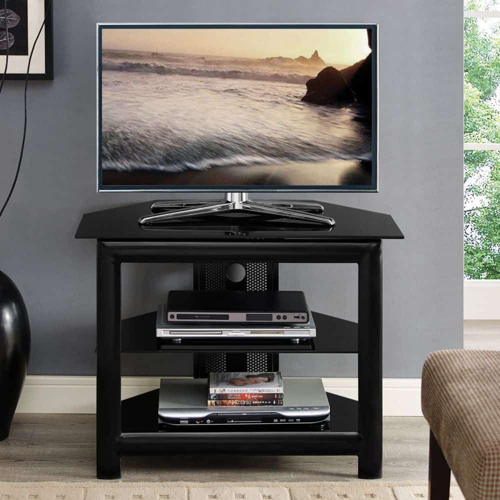 14 Best Small Tv Stands For 2019 Pertaining To Rfiver Black Tabletop Tv Stands Glass Base (View 11 of 15)
