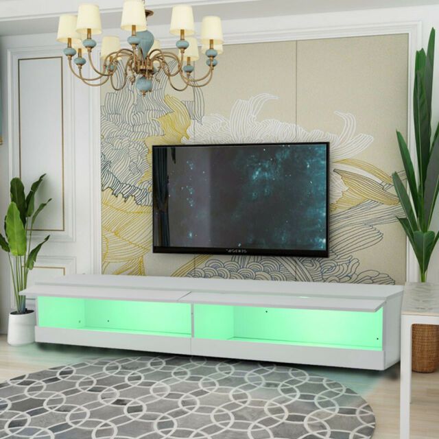 180cm Tv Stand Cabinet With Led Lights Entertainment Within Galicia 180cm Led Wide Wall Tv Unit Stands (Photo 8 of 15)