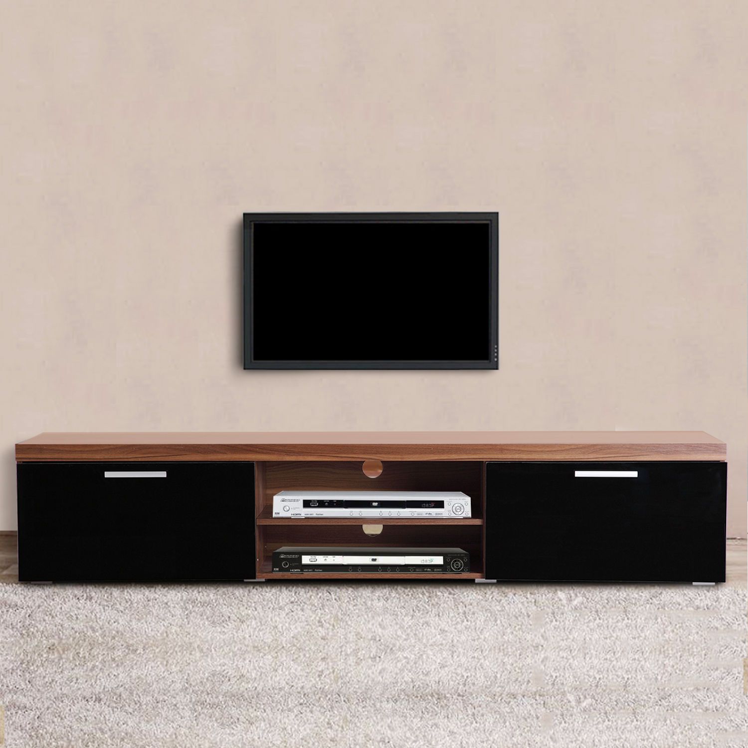 2 Meter Long 2 Door Modern Tv Cabinet Plasma Low Bench Intended For Long Low Tv Stands (Photo 3 of 15)