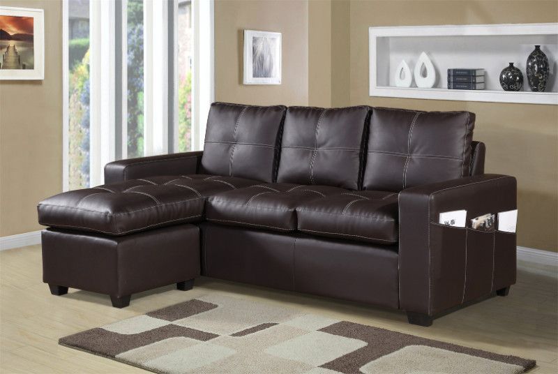 2 Pc Everly Brown Faux Leather Sectional Sofa Set With With 3pc Faux Leather Sectional Sofas Brown (View 2 of 15)