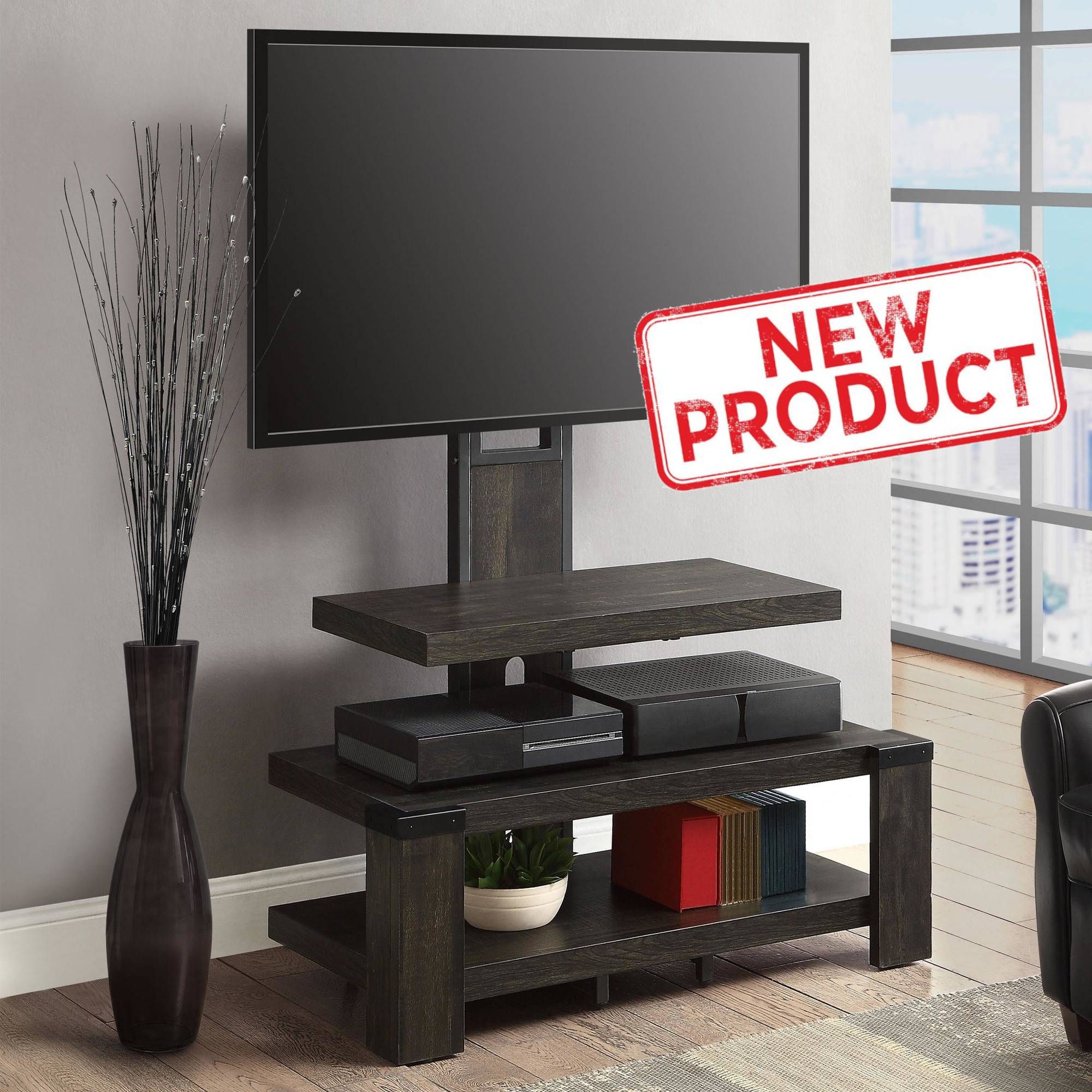 Featured Photo of 15 Best Collection of Whalen Shelf Tv Stands with Floater Mount in Weathered Dark Pine Finish