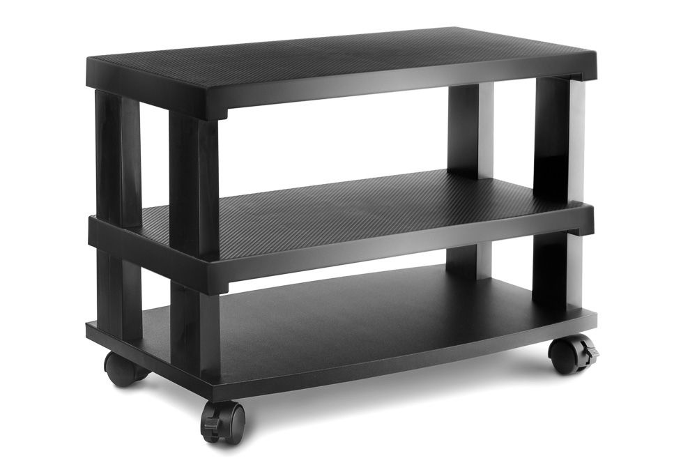 3 Tier Lcd Led Tv Stand Entertainment Rack With Wheels Within Small Tv Stands On Wheels (View 2 of 15)