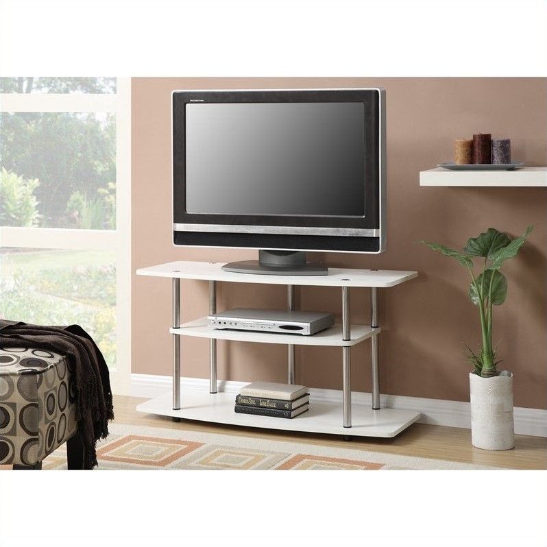 3 Tier Wide Tv Stand – White – 131031w In Wide Tv Cabinets (View 9 of 15)
