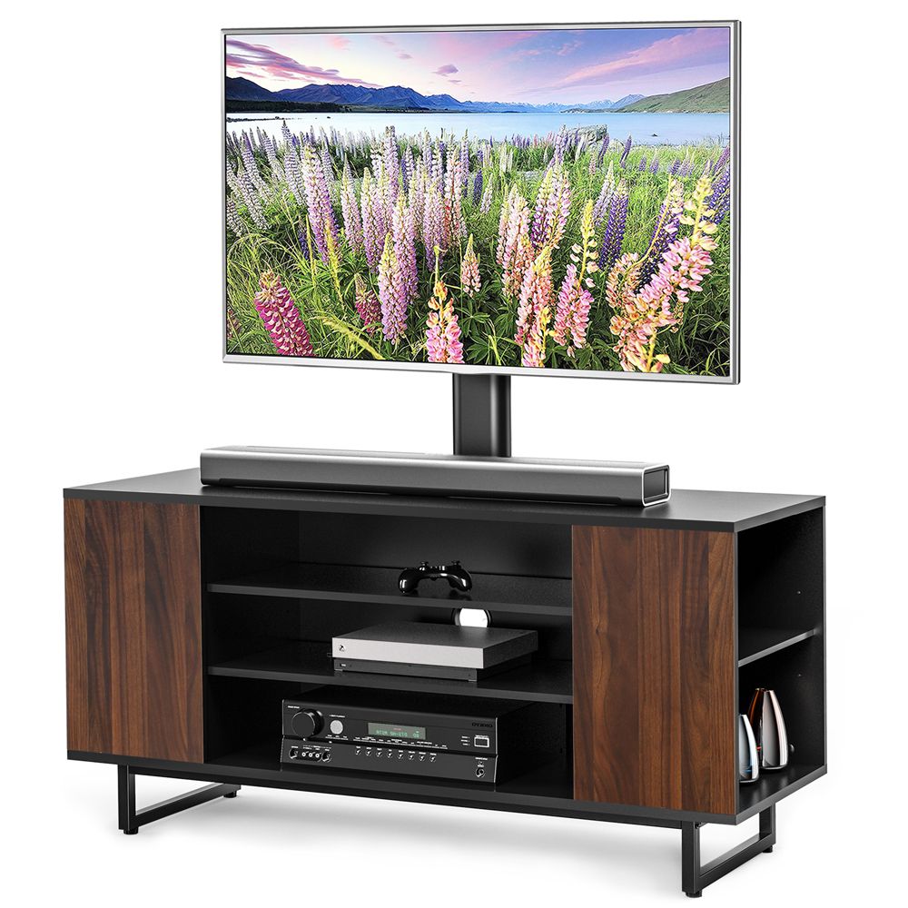 3 Tiers Floor Wood Tv Stand Media Console With Mount Base Intended For Tv Media Stands (View 11 of 15)