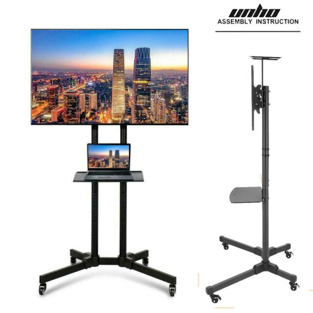 32 70" Adjustable Mobile Tv Stand Mount Universal Flat With Easyfashion Adjustable Rolling Tv Stands For Flat Panel Tvs (Photo 3 of 15)