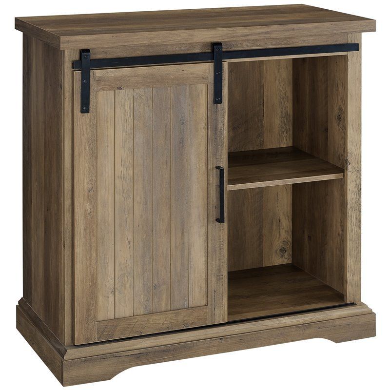 32" Modern Farmhouse Grooved Door Accent Tv Stand – Rustic With Regard To Grooved Door Corner Tv Stands (View 13 of 15)