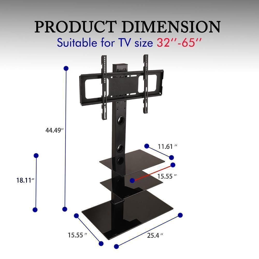 32 To 65 In Universal Floor Tv Stand With Swivel Mount 3 With Regard To Rfiver Universal Floor Tv Stands Base Swivel Mount With Height Adjustable Cable Management (Photo 11 of 15)