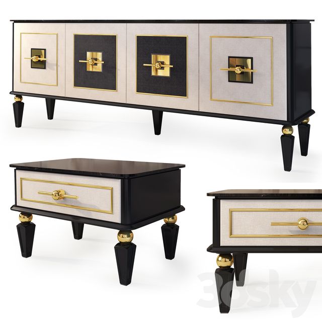 3d Models: Sideboard & Chest Of Drawer – Monet Art Deco For Art Deco Tv Stands (View 8 of 15)