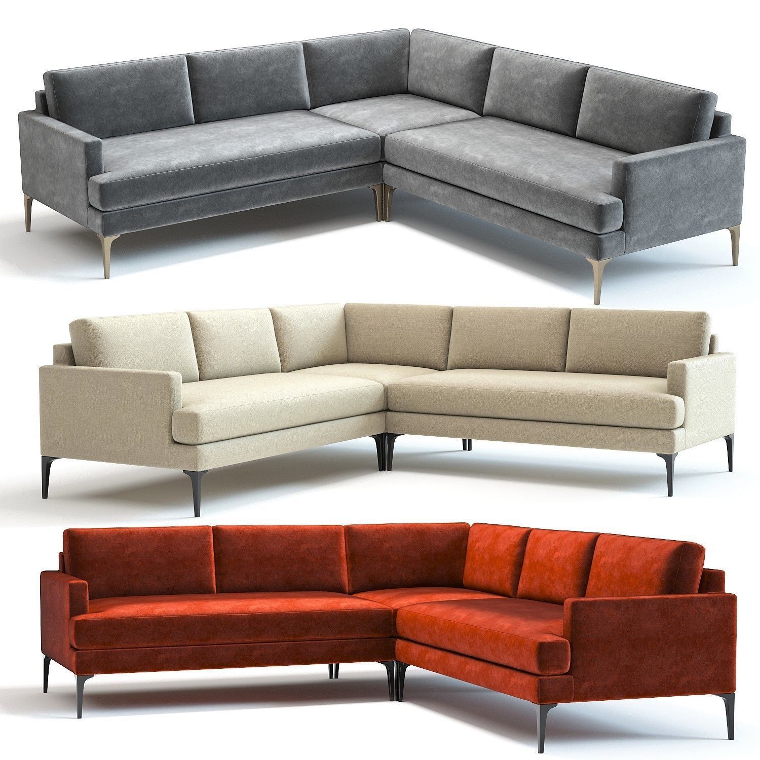 3d West Elm Andes L Shaped Sofa | Cgtrader Throughout Owego L Shaped Sectional Sofas (View 15 of 15)