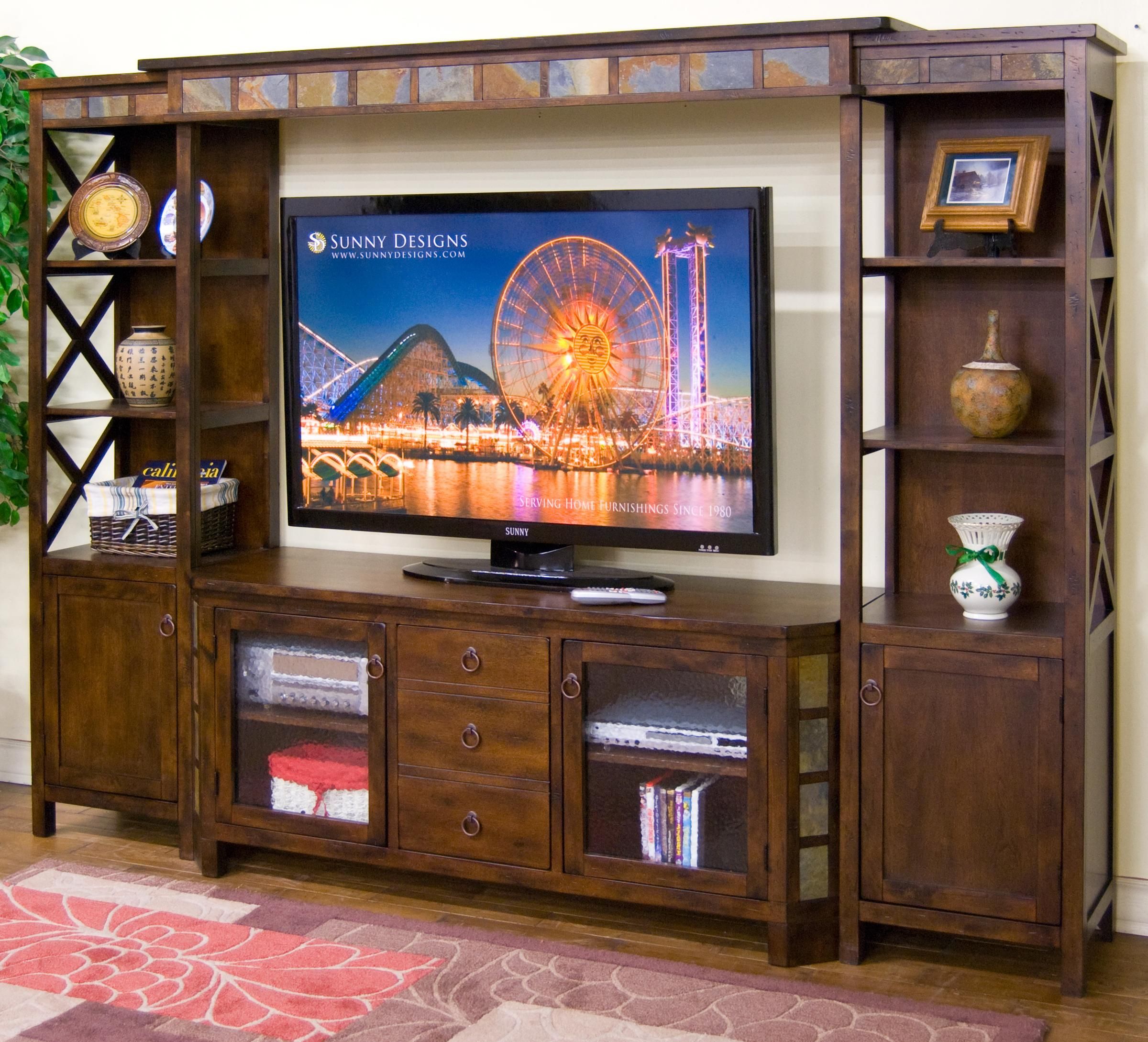 4 Piece Entertainment Wall W/ 60" Tv Console With Regard To 60 Inch Tv Wall Units (View 5 of 15)