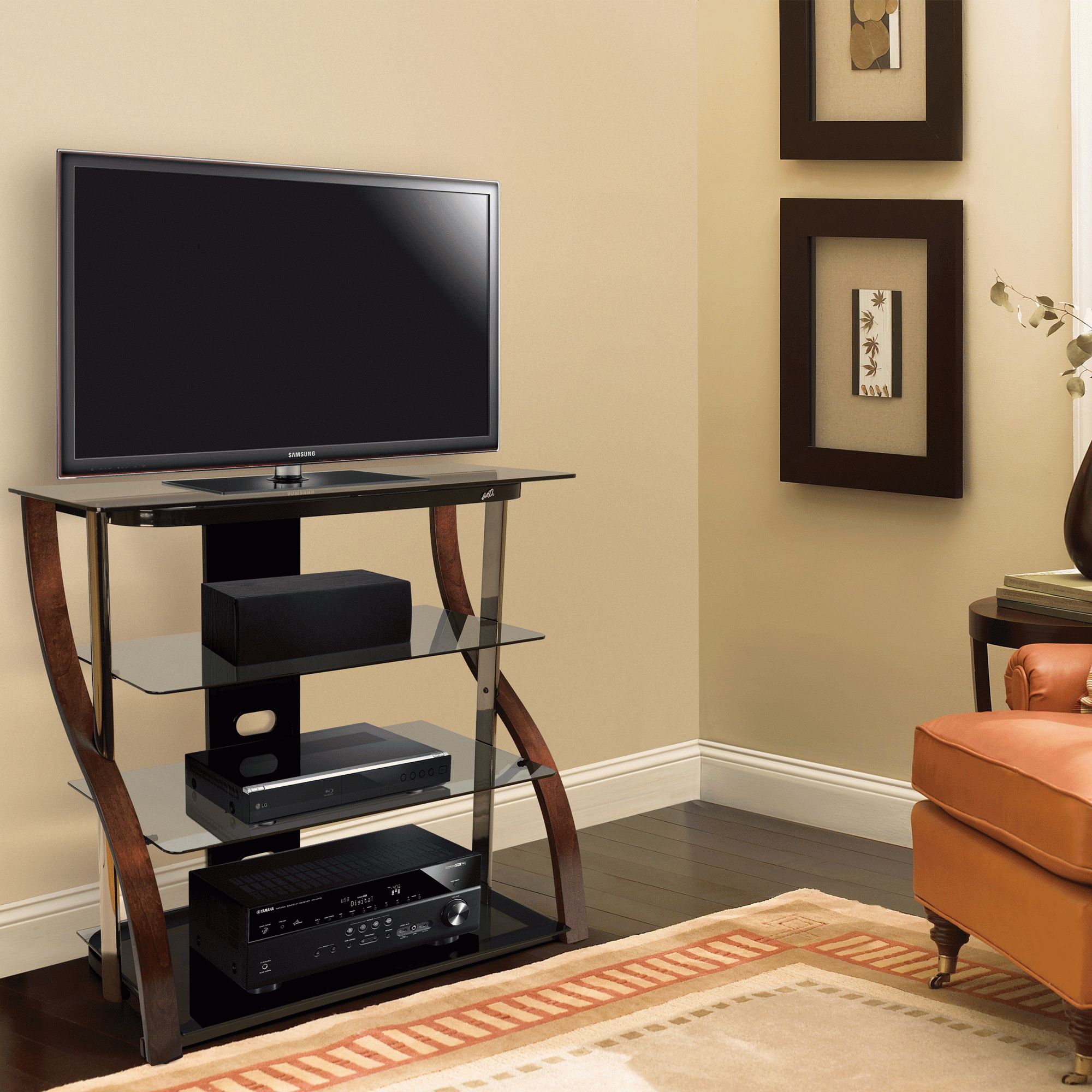 40" Tall Tv Stand For Tvs Up To 42", Espresso | Bedroom Tv Inside Tall Black Tv Cabinets (View 3 of 15)