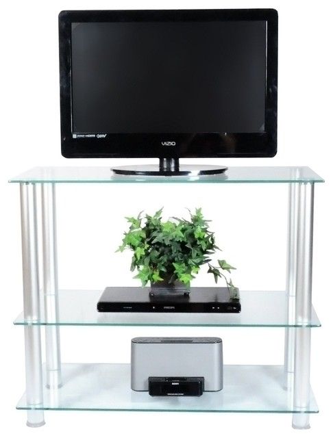 42" Glass And Aluminum Extra Tall Tv Wall Unit Tv Stand With Regard To Space Saving Black Tall Tv Stands With Glass Base (Photo 7 of 15)