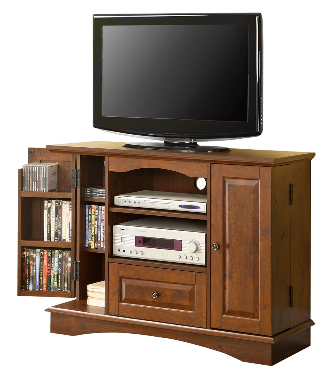 42 Inch Wood Tv Stand With Media Storage In Tv Stands With Regard To Horizontal Or Vertical Storage Shelf Tv Stands (View 6 of 15)