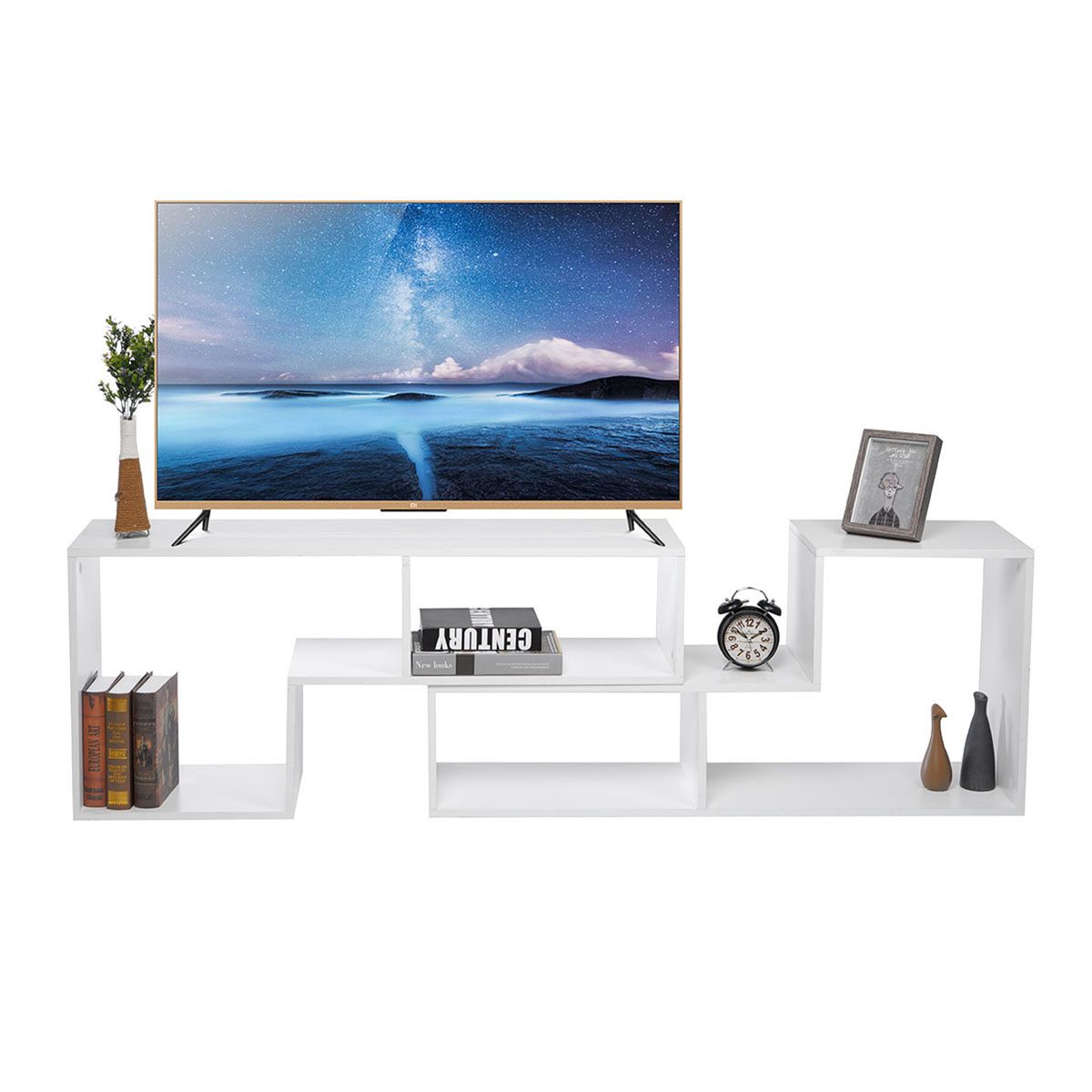 43'' 86'' Tv Shelf Tv Stand Media Console Shelf Bookcase Intended For Single Shelf Tv Stands (View 14 of 15)