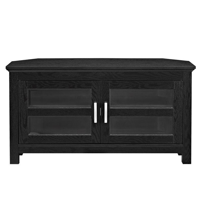 44" Corner Wood Tv Stand In Black – W44ccrbl With Canyon Oak Tv Stands (View 15 of 15)