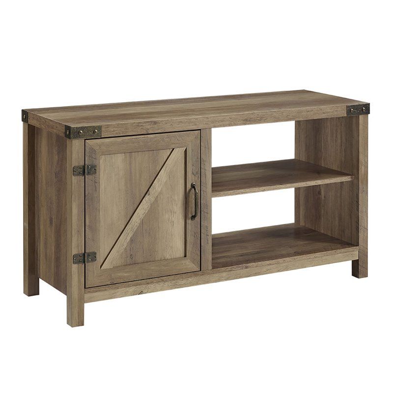 44 Inch Rustic Farmhouse Barn Door Tv Stand – Reclaimed Throughout Cheap Rustic Tv Stands (Photo 12 of 15)