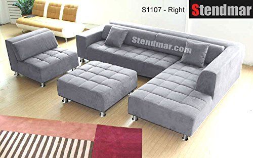 4pc Modern Grey Microfiber Sectional Sofa Chaise Chair With 4pc Beckett Contemporary Sectional Sofas And Ottoman Sets (View 12 of 15)