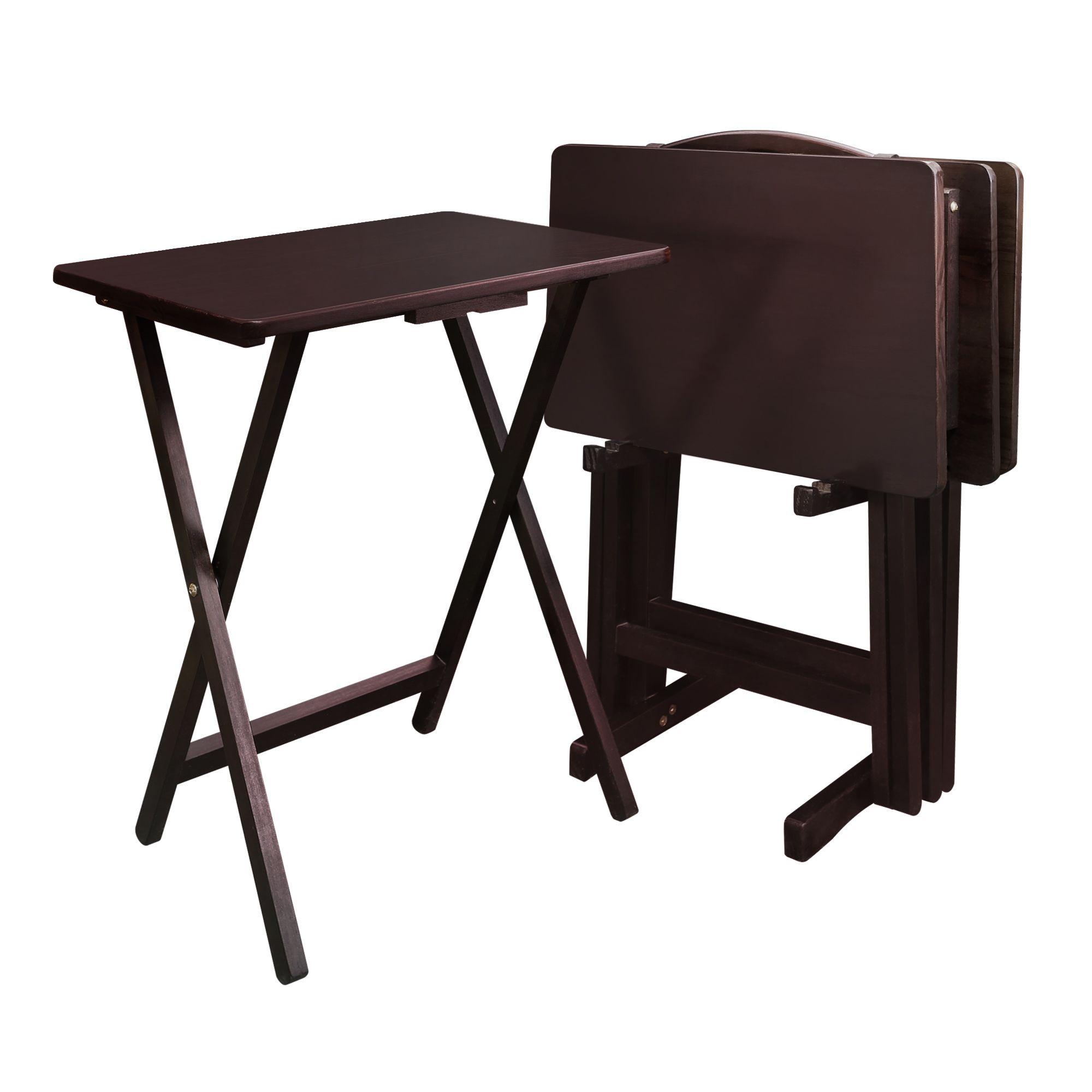 5 Piece Tv Tray Table Set With Holder In Espresso (4 Trays Pertaining To Tv Tables (View 6 of 15)