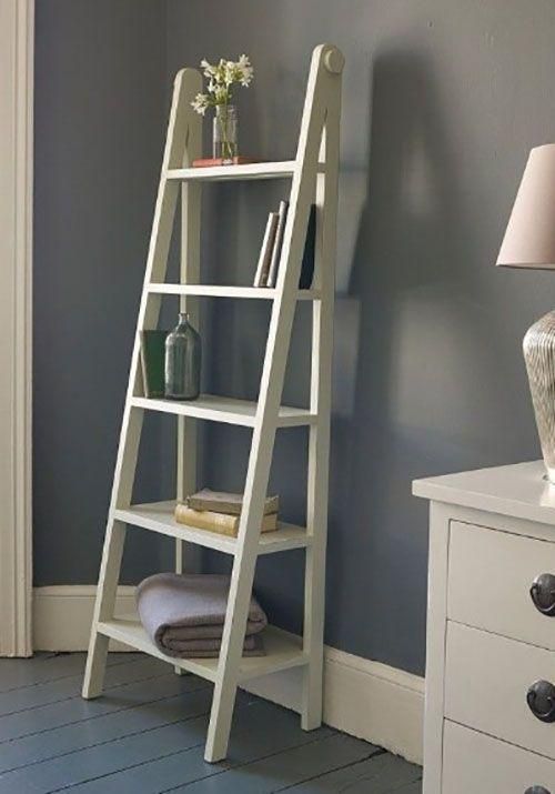 : 50 Ladder Shelf Image Ideas – White Leaning Ladder Intended For Tiva White Ladder Tv Stands (Photo 12 of 15)