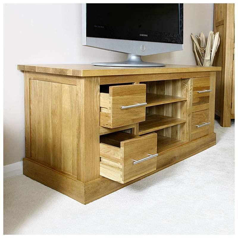 50% Off Solid Oak Tv Cabinet Stand With Drawers | Wide For Oliver Wide Tv Stands (Photo 13 of 15)