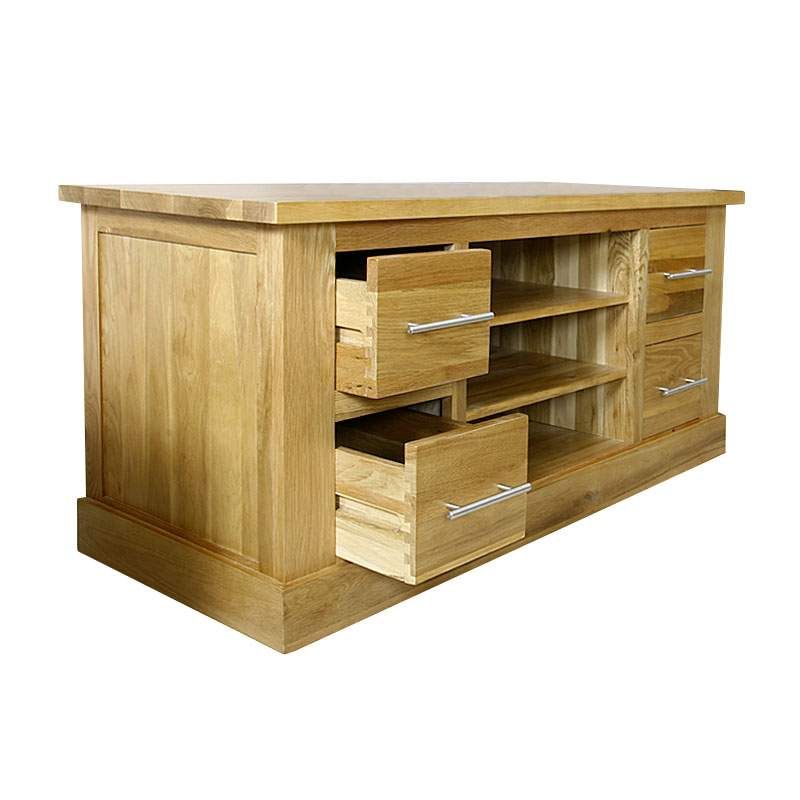 50% Off Solid Oak Tv Cabinet Stand With Drawers | Wide Inside Wide Oak Tv Unit (View 12 of 14)