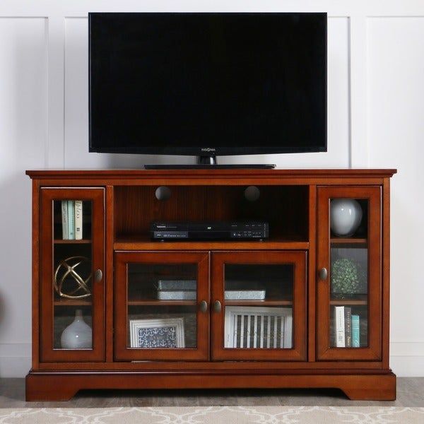 52 In. Rustic Brown Highboy Style Wood Tv Stand – Free Intended For Rustic Looking Tv Stands (Photo 10 of 15)