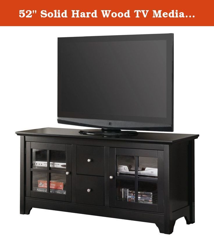 52" Solid Hard Wood Tv Media Stand Console W/ Two Drawers With Solid Wood Black Tv Stands (View 5 of 15)