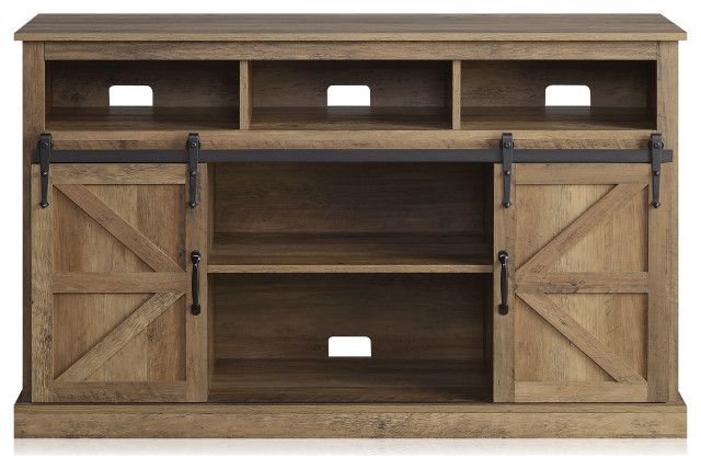 52" Tv Stand Sliding Barn Door Console Entertainment Pertaining To Jaxpety 58&quot; Farmhouse Sliding Barn Door Tv Stands In Rustic Gray (View 7 of 15)