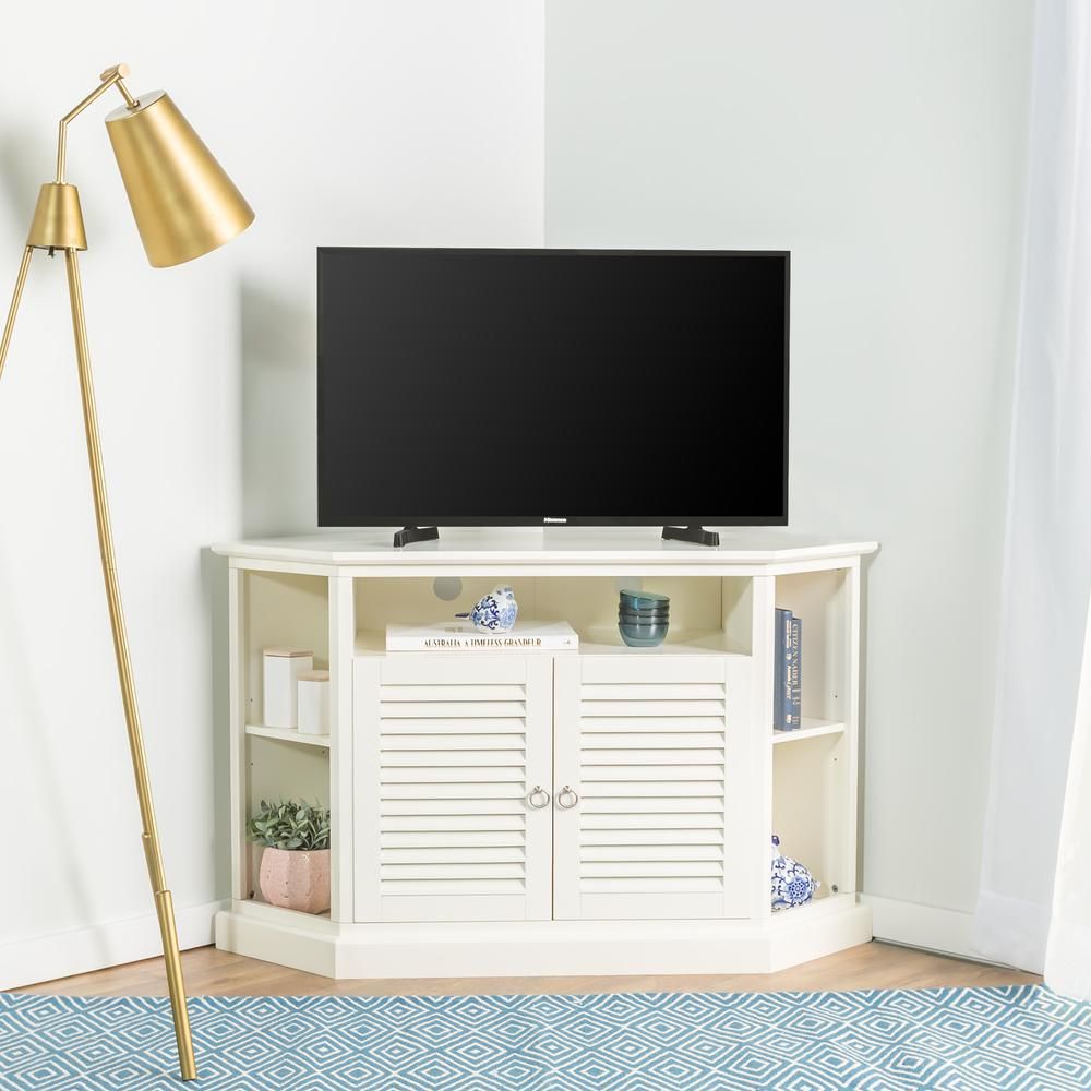 52" White Wood Corner Tv Stand With White Wood Tv Stands (View 7 of 15)