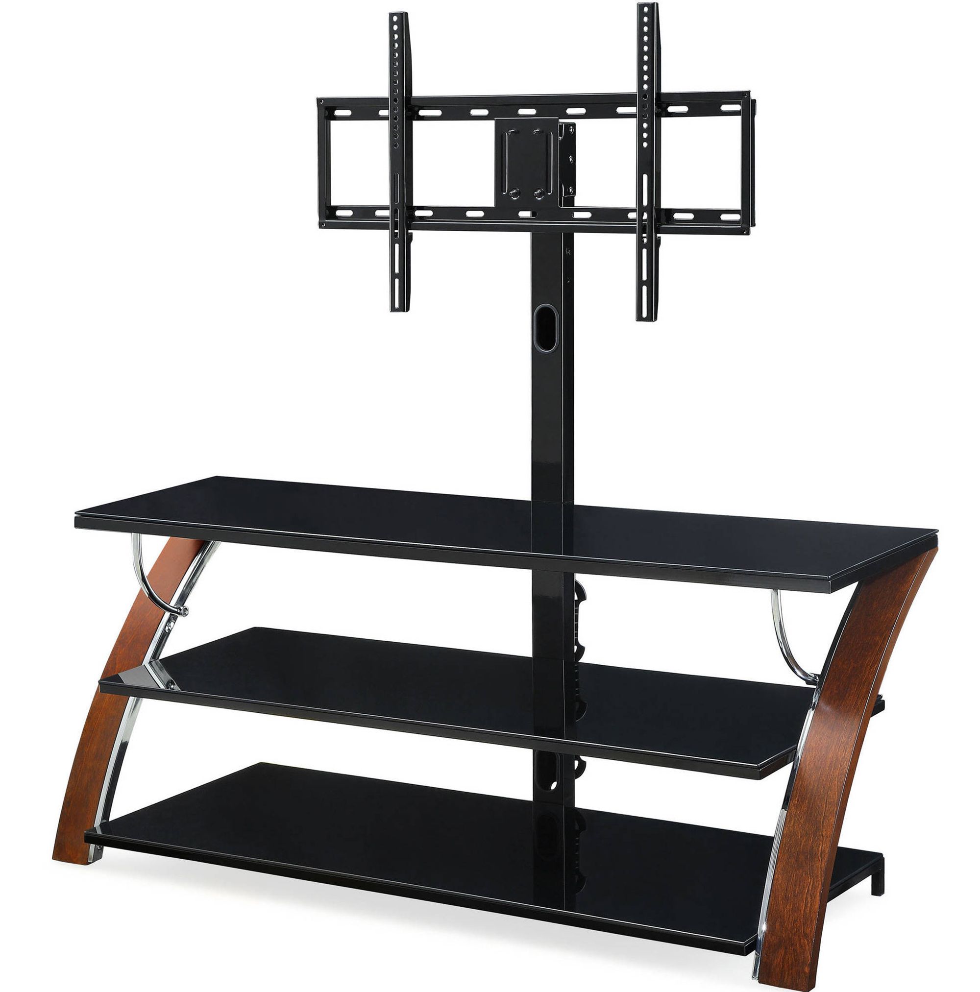 56.62″ In Elie Modern Concept Flat Panel Bentwood/glass Tv In Rfiver Black Tabletop Tv Stands Glass Base (Photo 4 of 15)