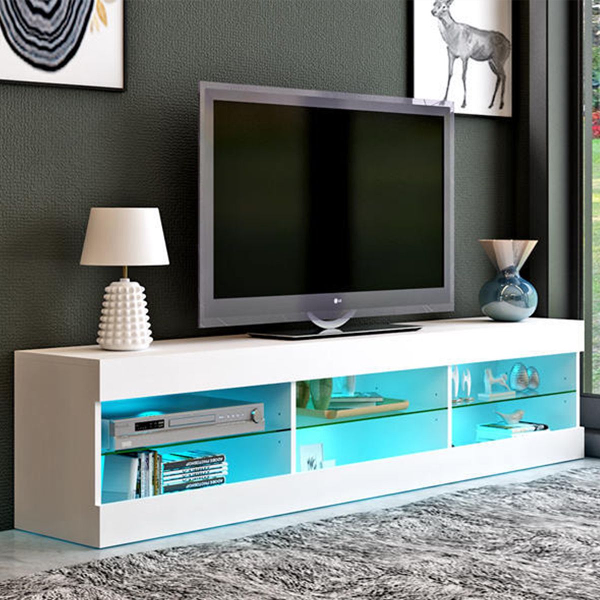 57'' Tv Stands W/led Lights For Tvs Up To 65", Multiple Regarding Totally Tv Stands For Tvs Up To 65&quot; (View 5 of 15)