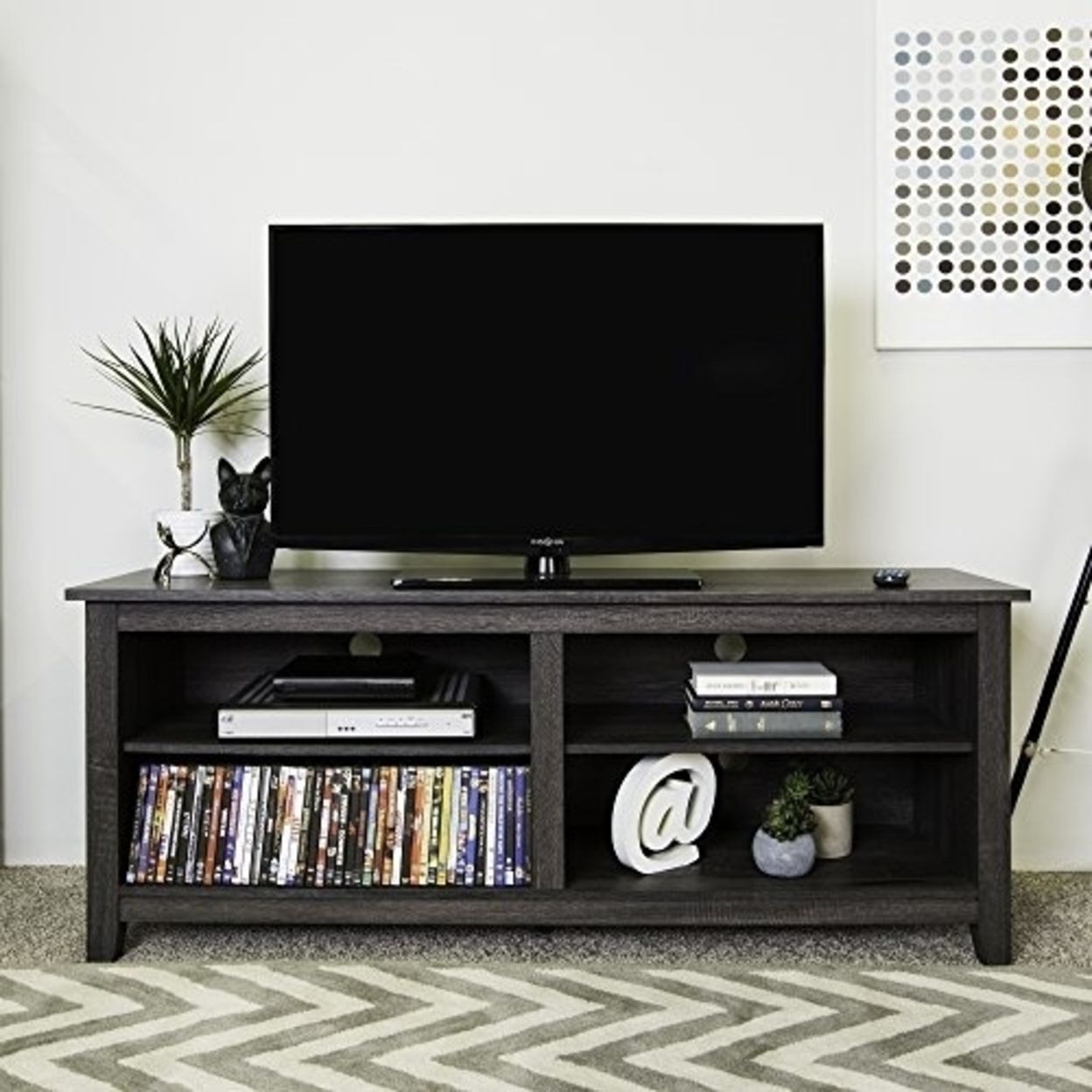 58" Charcoal Grey Wood Tv Stand Consolewalker Edison For Grey Wooden Tv Stands (Photo 1 of 15)