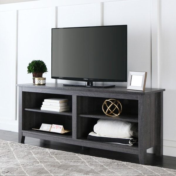 58 Inch Wood Charcoal Grey Tv Stand – Free Shipping Today Regarding Lucas Extra Wide Tv Unit Grey Stands (View 6 of 15)
