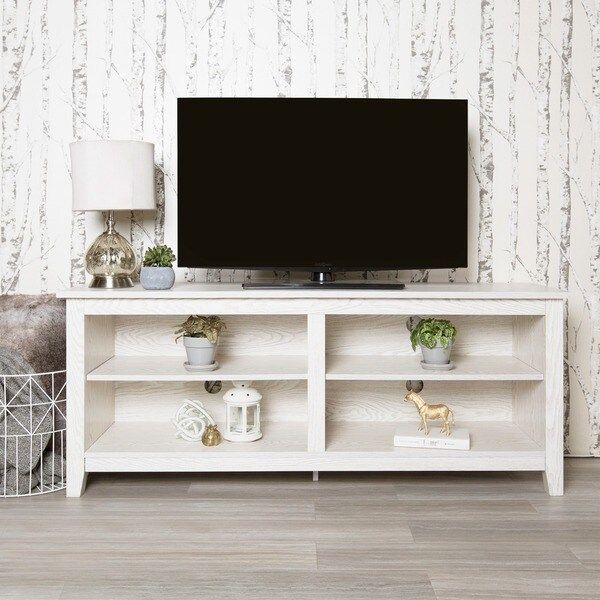 58" White Wash Wood Tv Stand – Free Shipping Today Regarding White Wood Tv Stands (View 14 of 15)