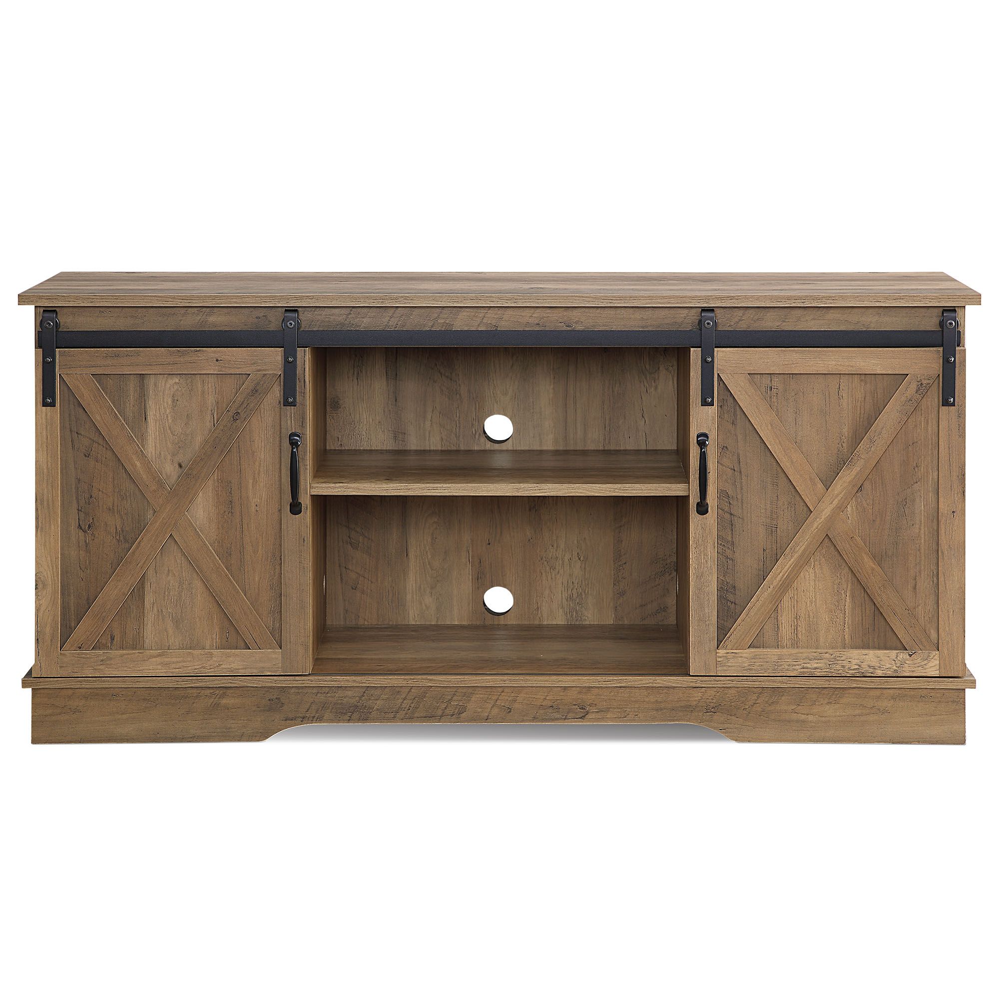 58"farmhouse Tv Stand W/sliding Door Console Table For Tvs Throughout Robinson Rustic Farmhouse Sliding Barn Door Corner Tv Stands (View 1 of 15)