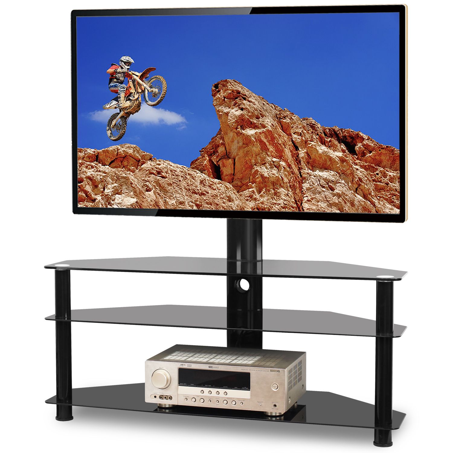 5rcom Floor Tv Stand With Swivel Mount For Flat Curved Pertaining To Leonid Tv Stands For Tvs Up To 50" (View 14 of 15)