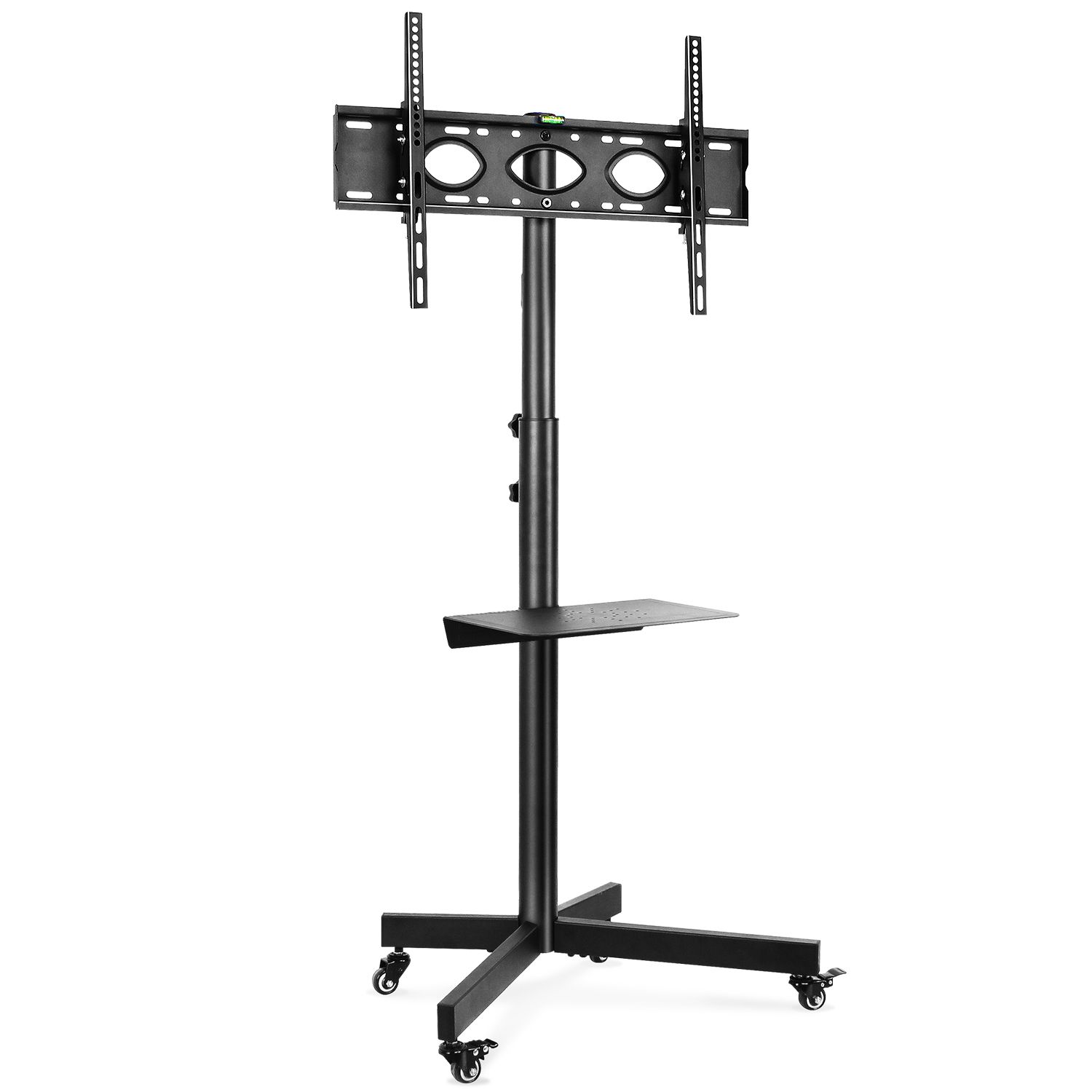 5rcom Mobile Adjustable Floor Tv Stand Cart For Tvs Up To Pertaining To Rolling Tv Cart Mobile Tv Stands With Lockable Wheels (Photo 8 of 15)