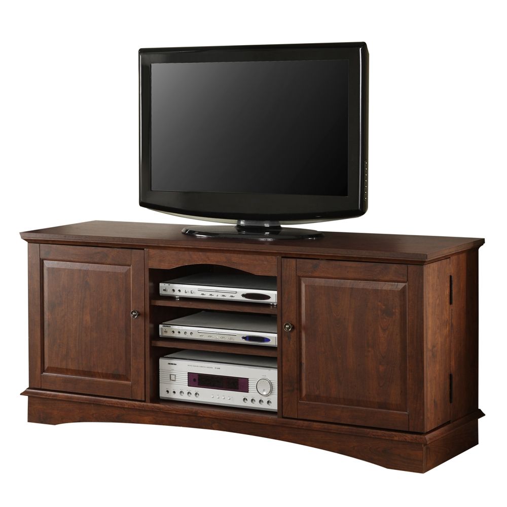 60" Brown Wood Tv Stand Console In Harveys Wooden Tv Stands (View 9 of 15)