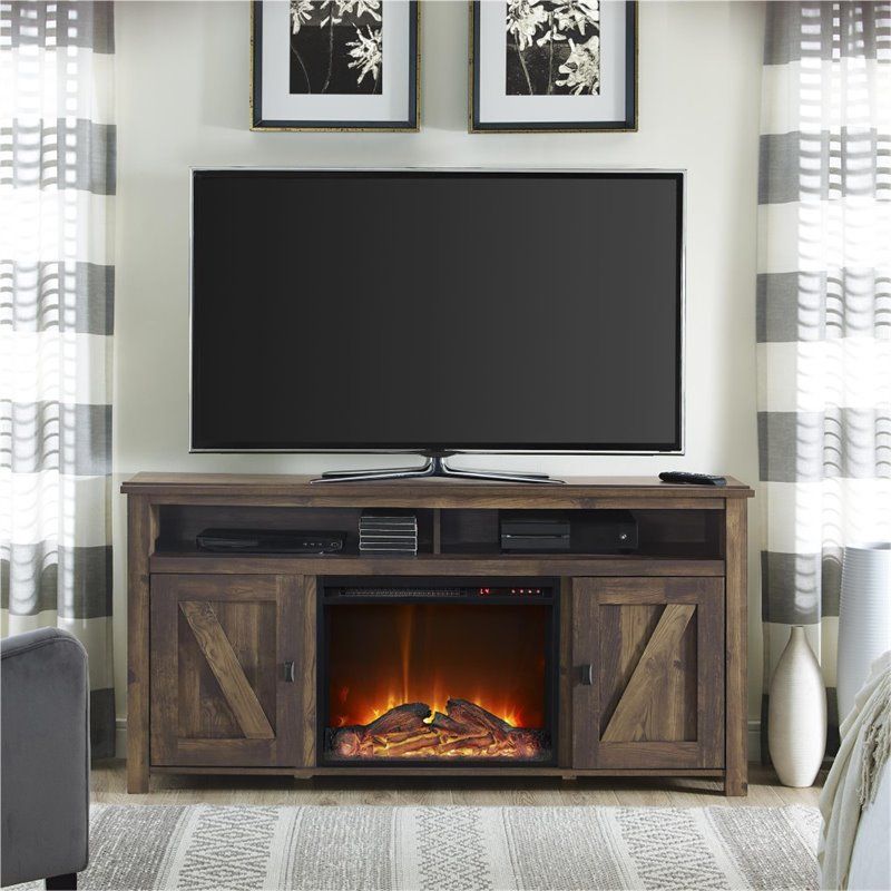 60'' Fireplace Tv Stand In Heritage Pine – 1795096com For 50 Inch Fireplace Tv Stands (View 14 of 15)
