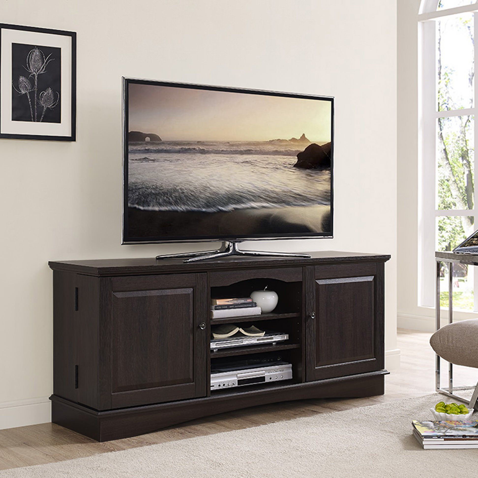 60 Inch Espresso Wood Tv Standwalker Edison Throughout Kasen Tv Stands For Tvs Up To 60&quot; (View 5 of 15)