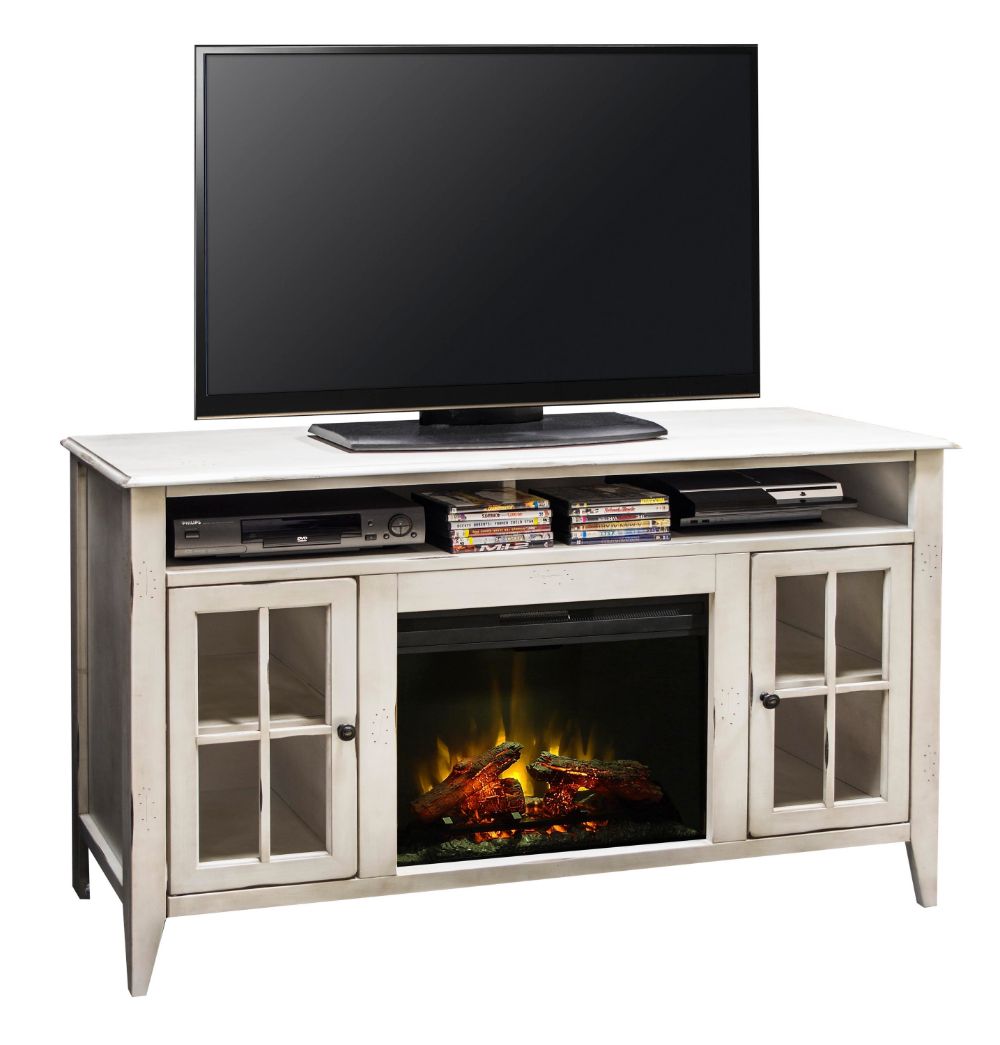 60 Inch Rustic White Fireplace And Tv Stand – Calistoga In Rustic White Tv Stands (View 5 of 15)