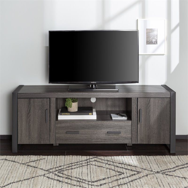 60" Industrial Charcoal Grey Wood Tv Stand – W60ubc22cl In Casey May Tv Stands For Tvs Up To 70" (View 1 of 15)