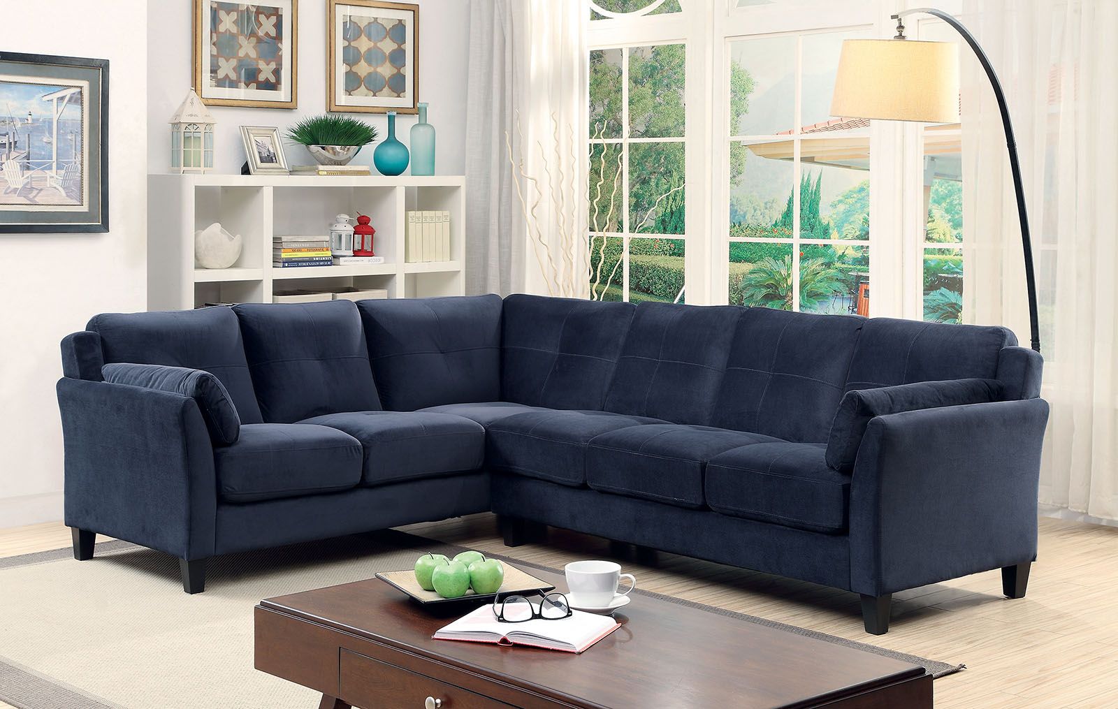6368nv Nvay Blue Contemporary Sectional Sofa Furniture Of Within Paul Modular Sectional Sofas Blue (Photo 1 of 15)