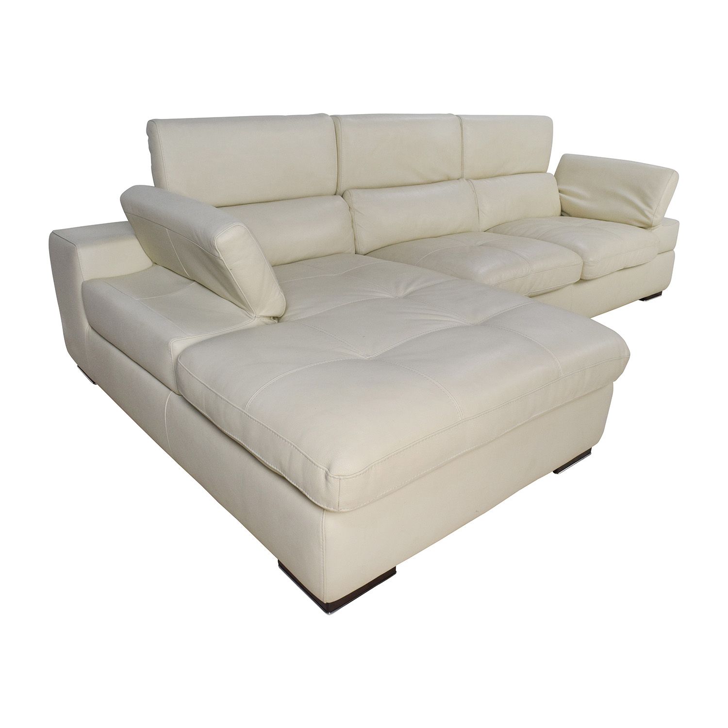 69% Off – L Shaped Cream Leather Sectional Sofa / Sofas Within Owego L Shaped Sectional Sofas (View 14 of 15)