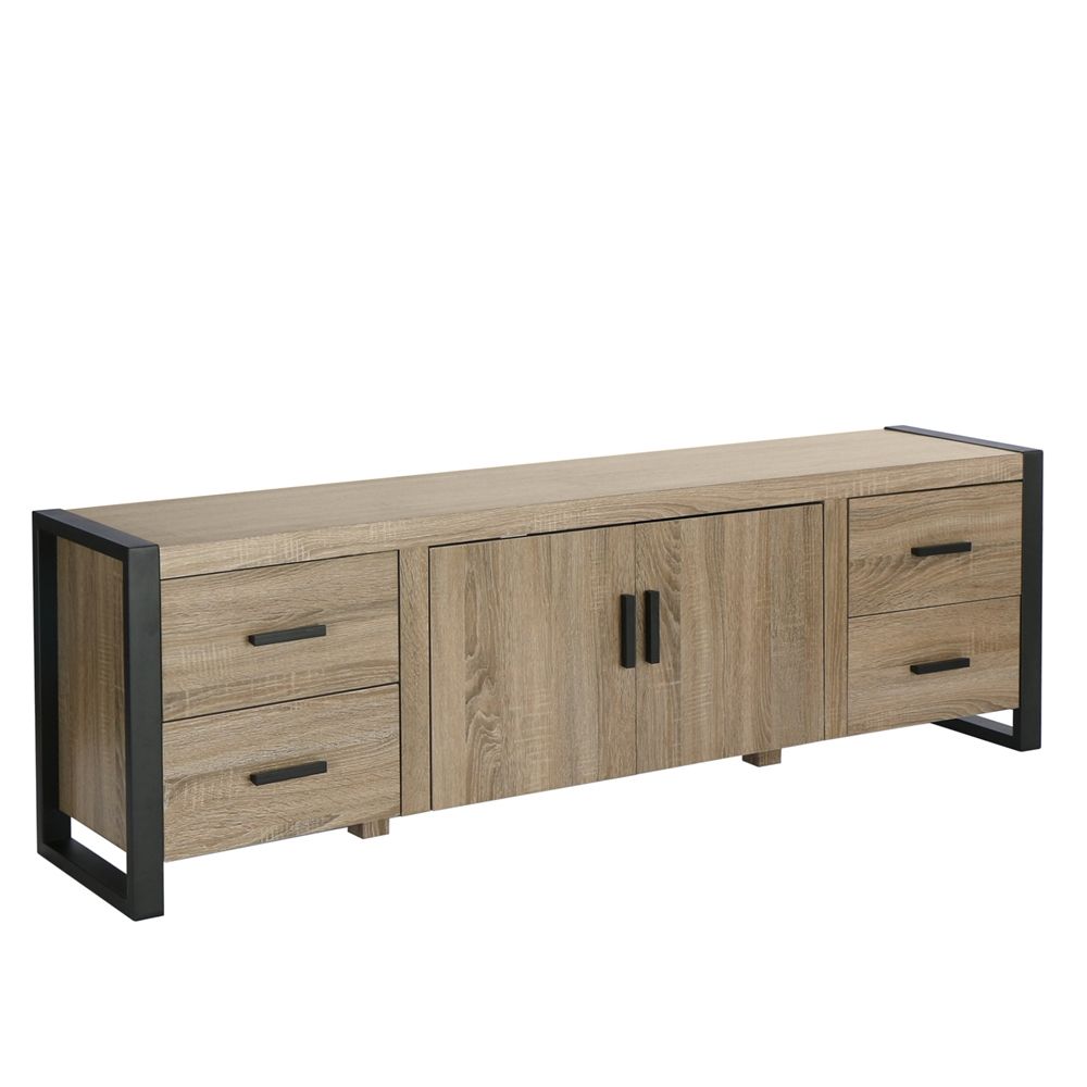 70" Driftwood Wood Tv Stand Console Throughout Techni Mobili 53" Driftwood Tv Stands In Grey (View 6 of 15)