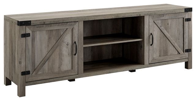 70" Farmhouse Tv Stand With Barn Doors – Farmhouse Regarding Jaxpety 58&quot; Farmhouse Sliding Barn Door Tv Stands In Rustic Gray (View 5 of 15)