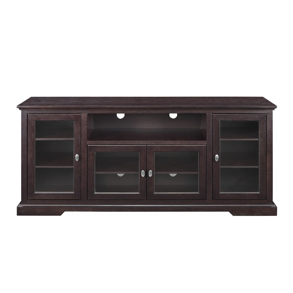 70" Highboy Style Wood Tv Stand – Espresso Throughout Long Wood Tv Stands (Photo 5 of 15)