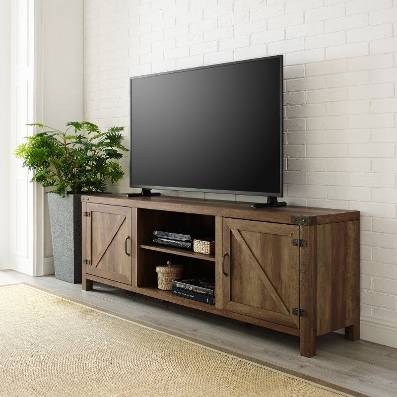 70 Inch Modern Farmhouse Tv Stand – Rustic Oak | Rc Willey In Contemporary Oak Tv Stands (View 4 of 15)